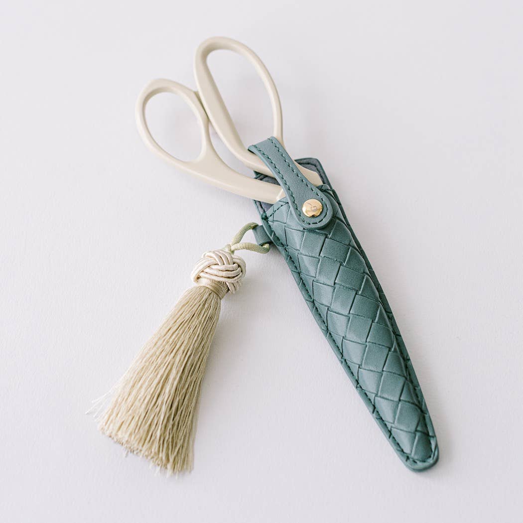 Ivory and Gold Heirloom Scissors with Case - Dusk Blue
