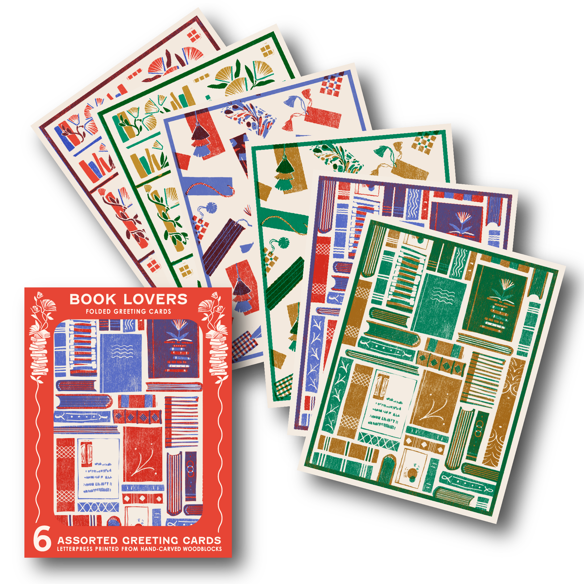 Book Lovers Assorted Letterpress Cards Set | Boxed Set of 6