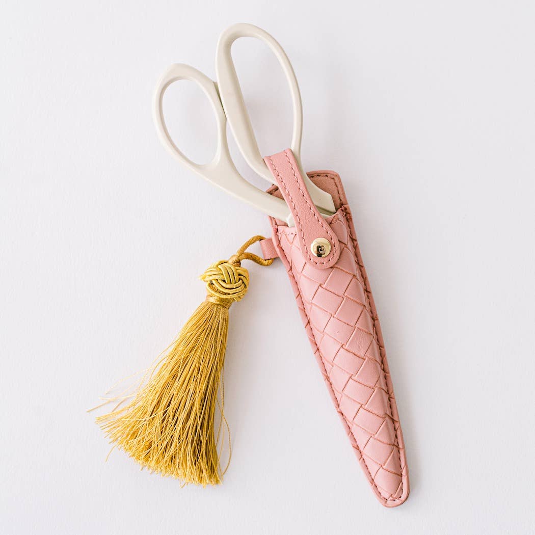 Ivory and Gold Heirloom Scissors with Case - Petunia Pink
