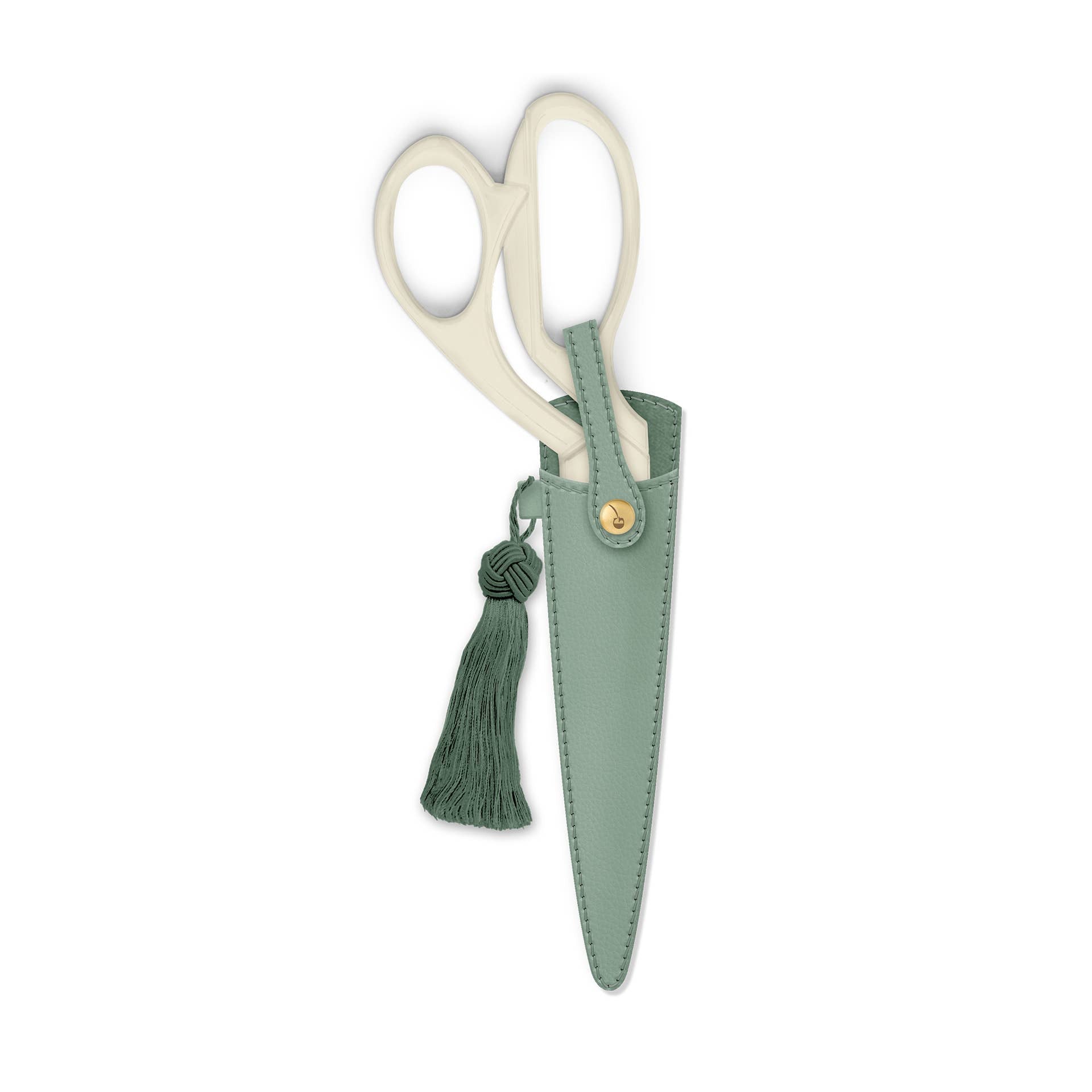 Ivory and Gold Heirloom Scissors with Case - Sage Green