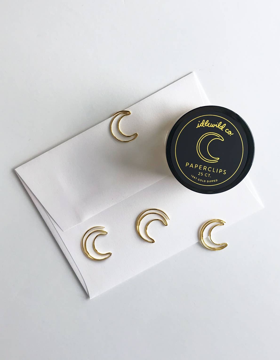 Crescent Moon Gold Plated Paper Clips (Jar of 25)