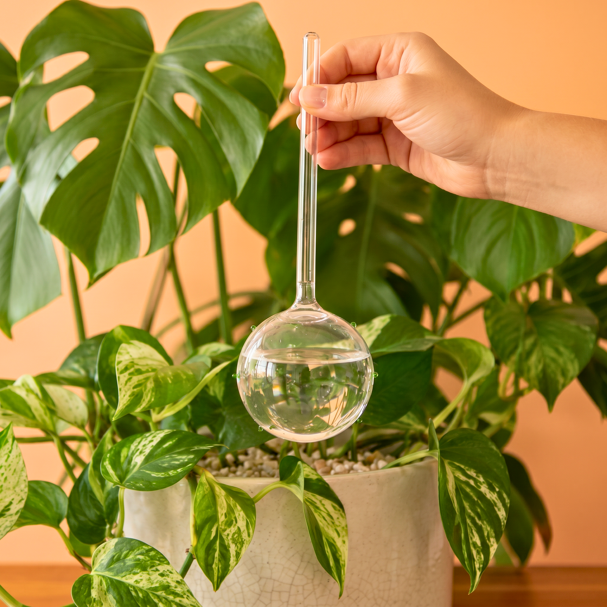 Self-Watering Globe - Green Confetti