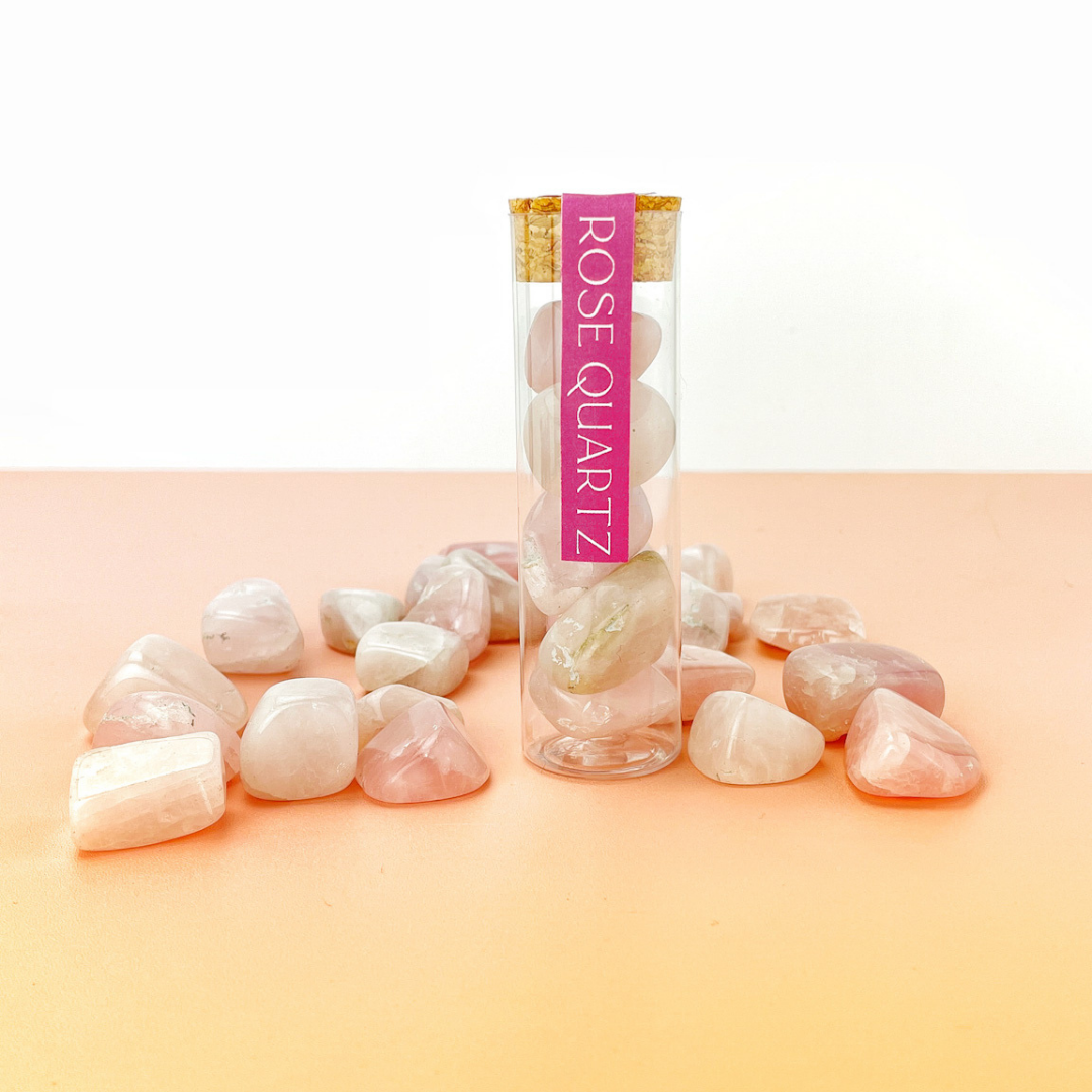 Natural Rose Quartz Tumbled Gemtone Intention Vial