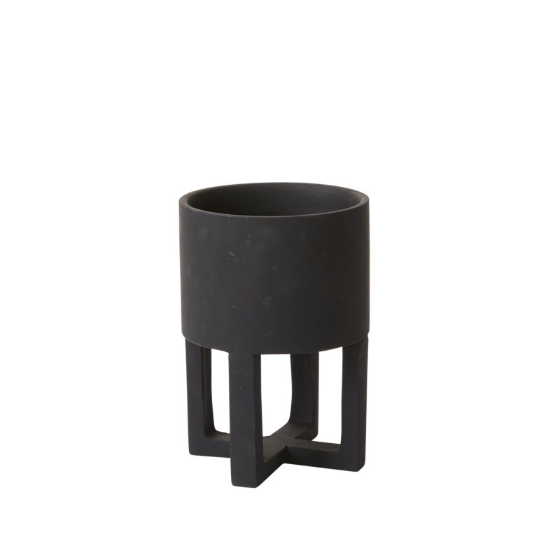 Santurce Footed Pot | Black Ceramic Planter