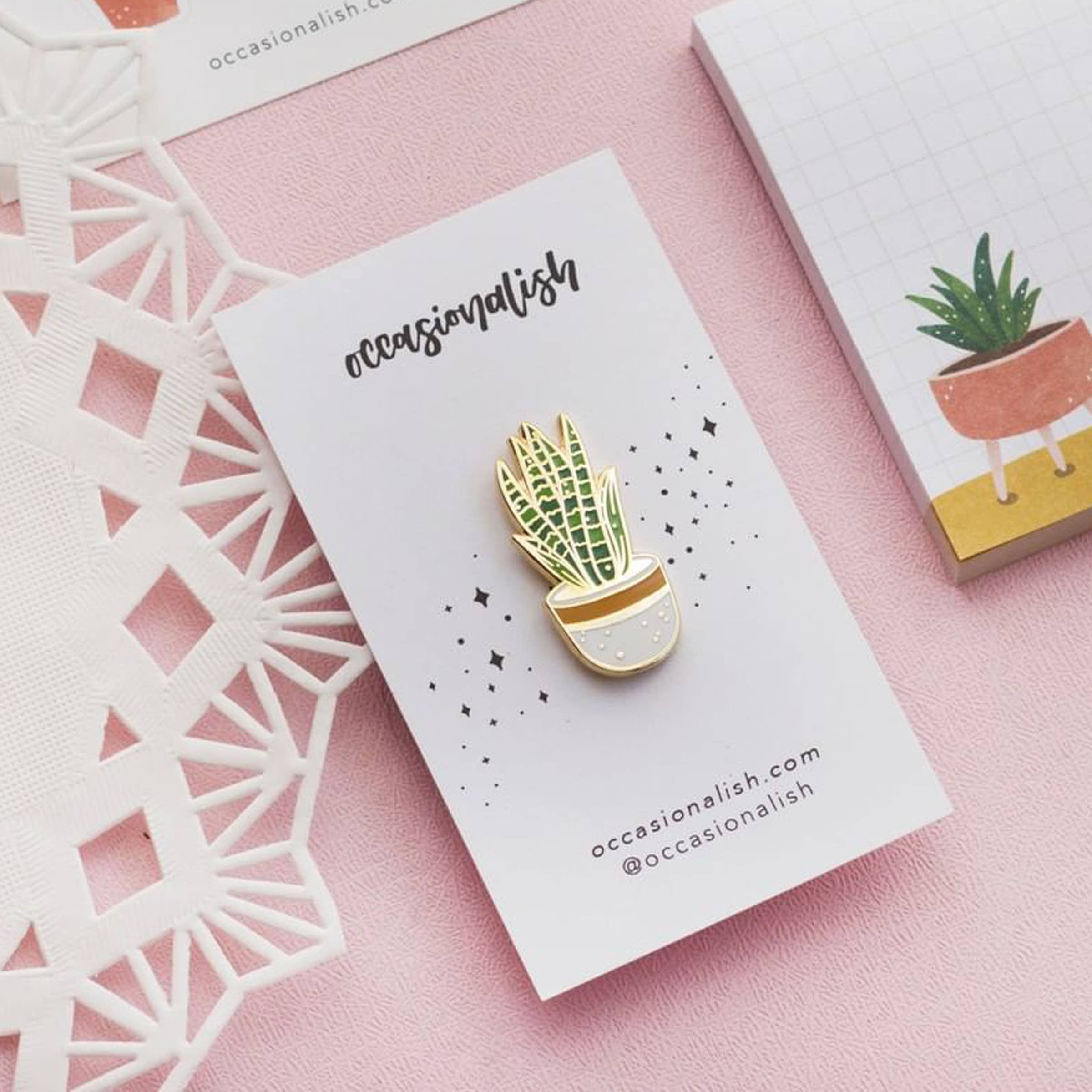 Snake Plant Enamel Pin | Stylish Greenery Accessory