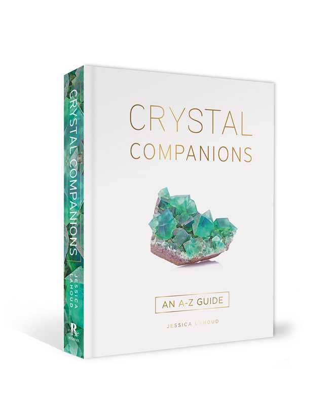 Book titled 'Crystal Companions' by Jessica Lahoud with a crystal image on the cover.