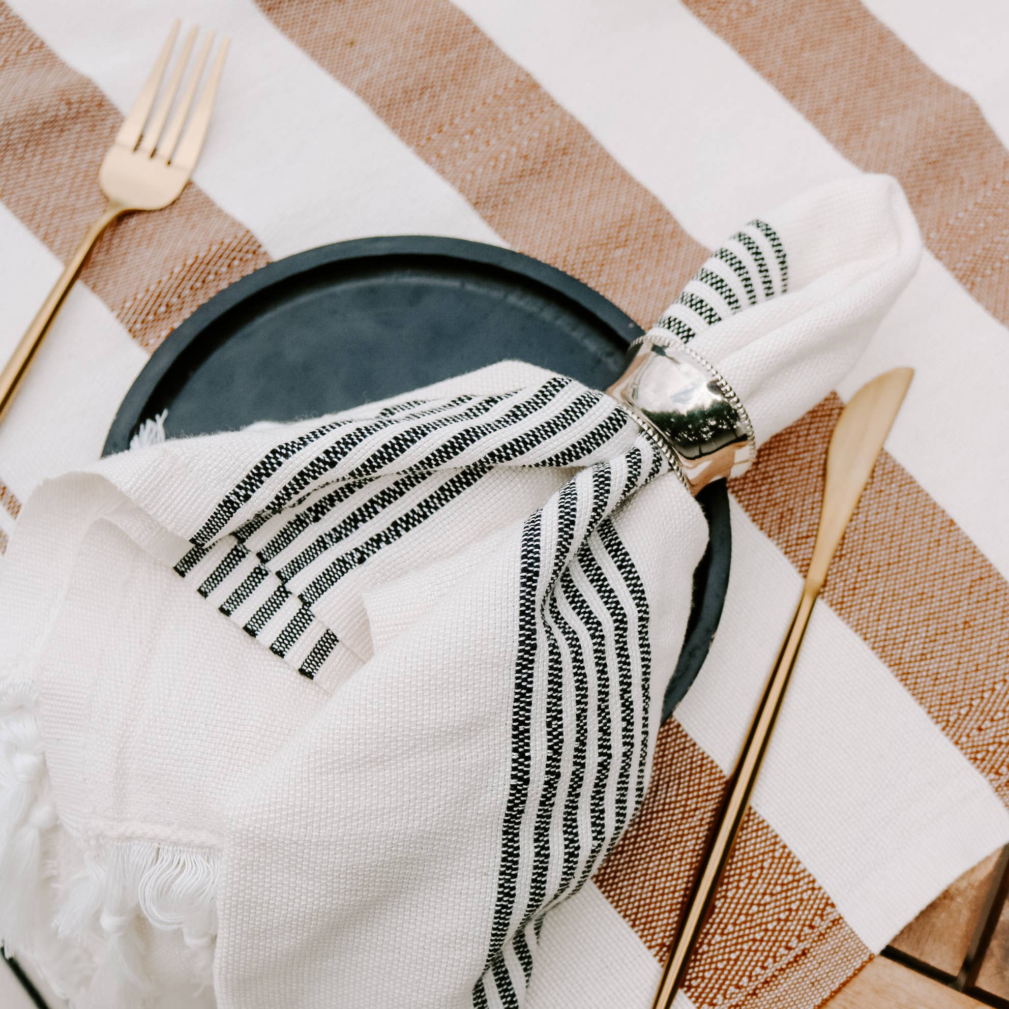 Turkish Cotton Hand Towel | Multi Stripe Design
