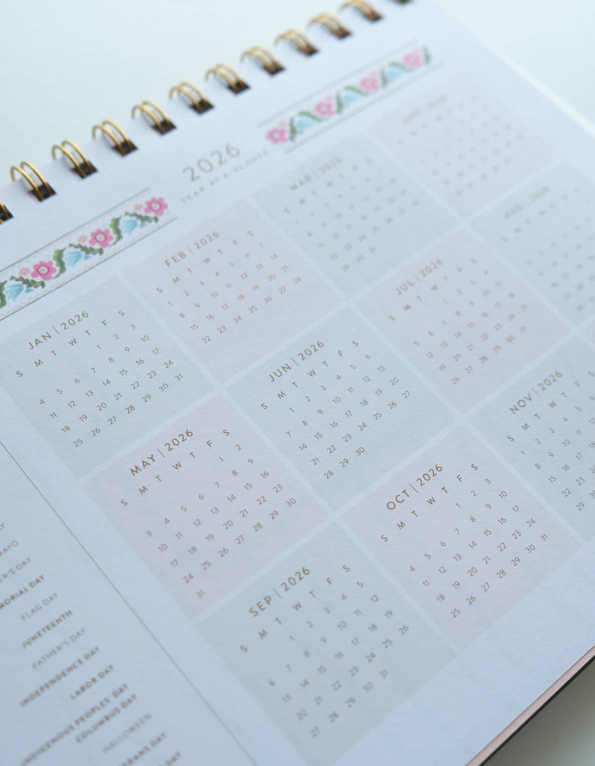 2026 Desktop Planner, Block Print Floral