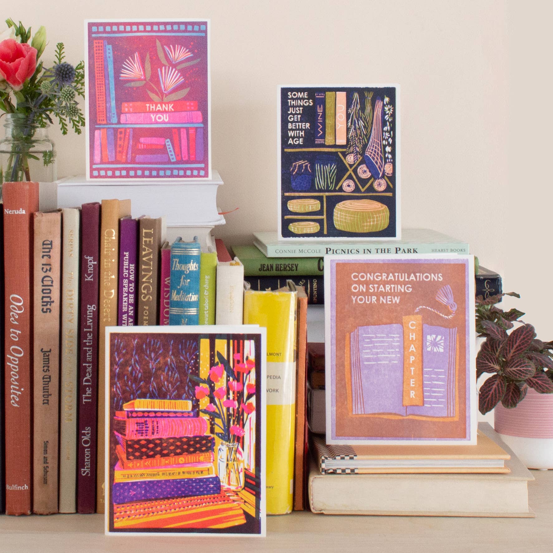 Still Life with Books and Flowers Card | Everyday Inspiration