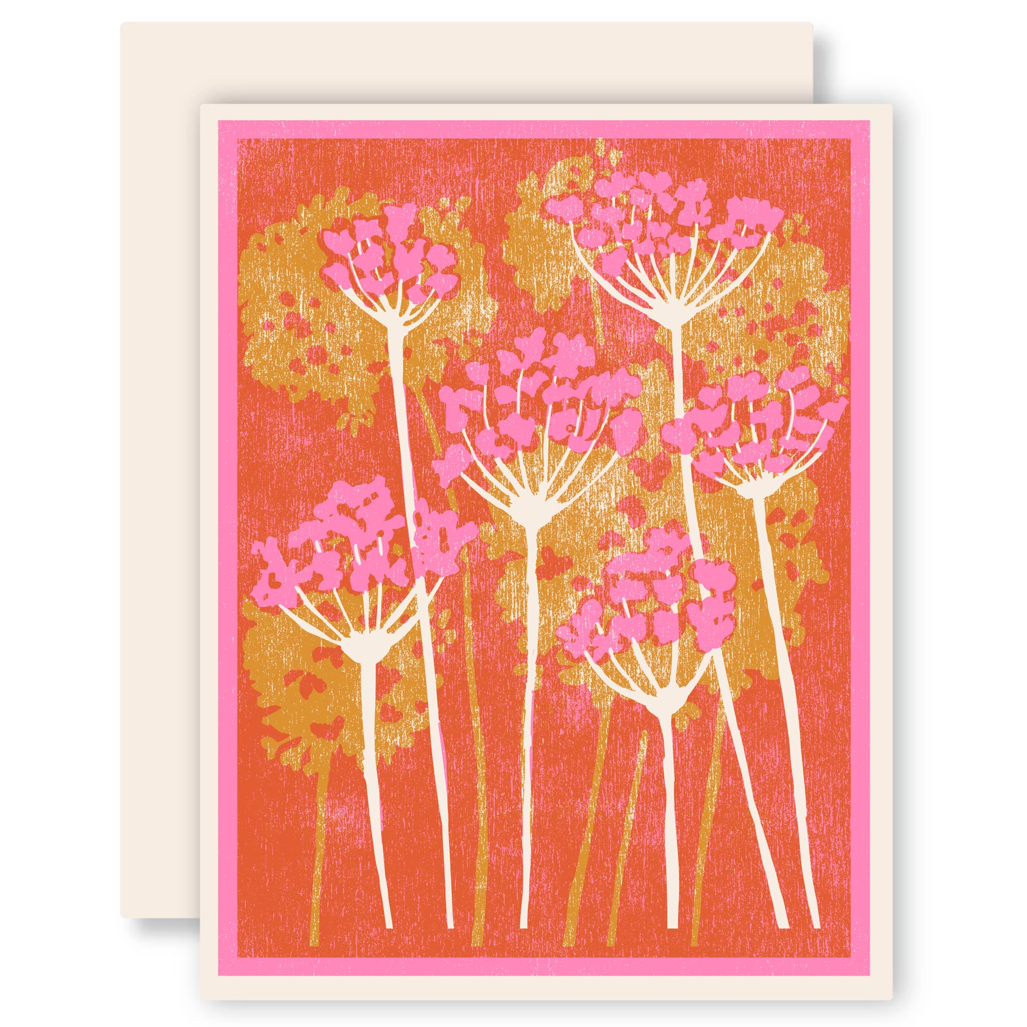 Pink and Gold Floral Letterpress Card Set | Boxed Set of Six