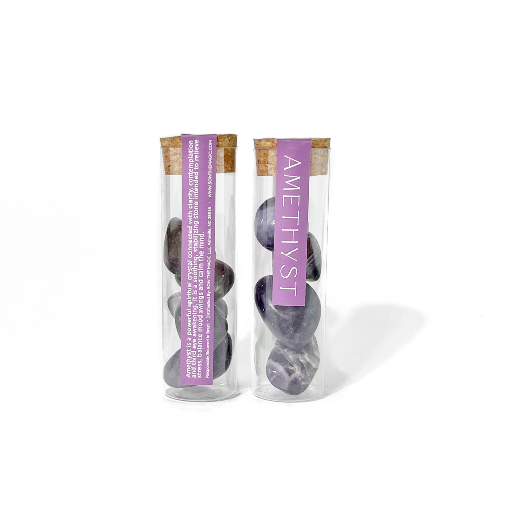Natural Amethyst Tumbled Gemstone Intention Vial