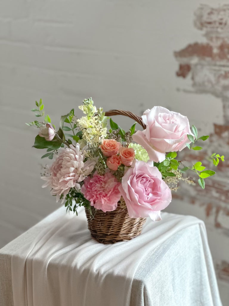 Blooming Basket, Bridal or Bridesmaid Basket, Flower Girl Basket, Wedding Collection, Floral Arrangement, A La Carte Event