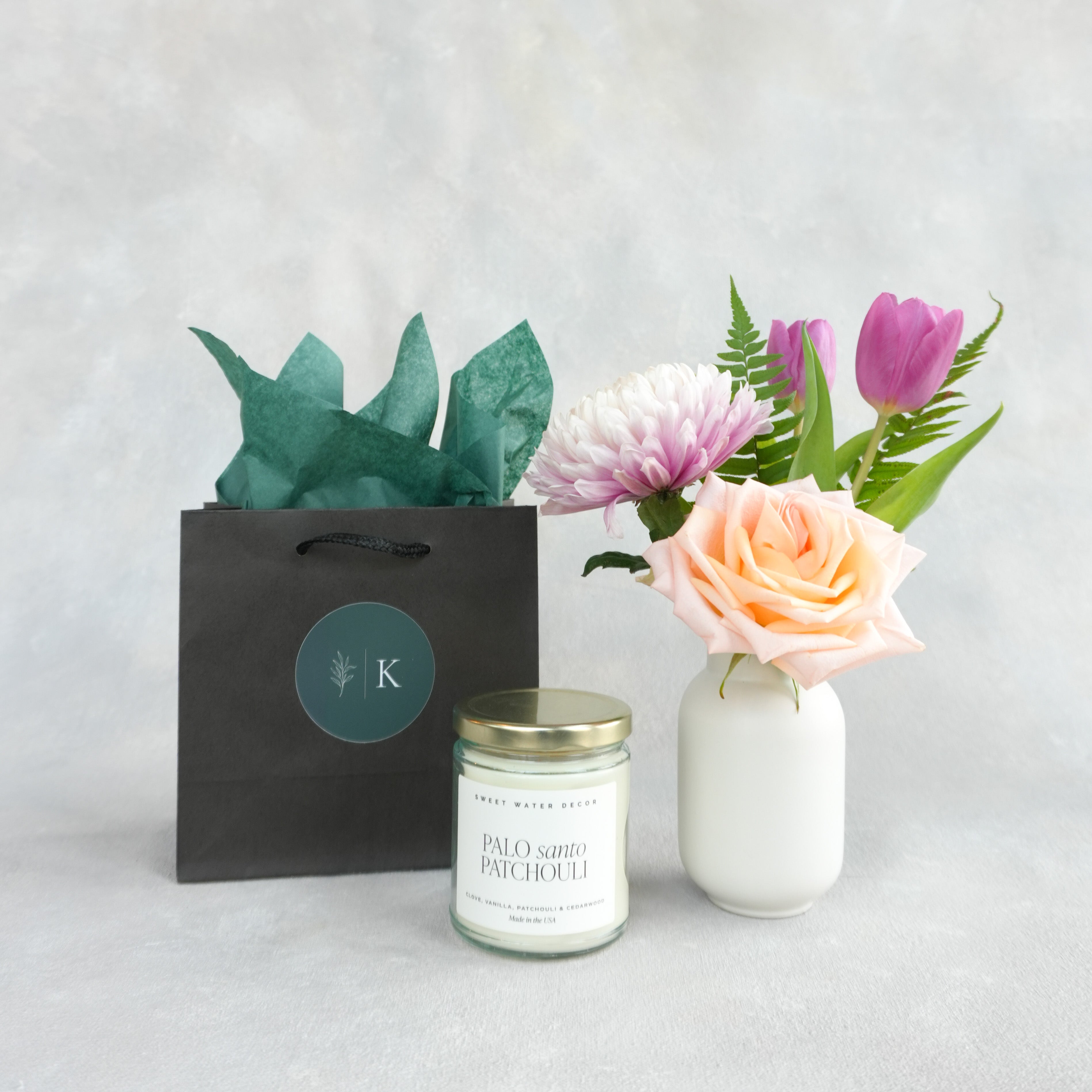 Seasonal Vase Arrangement and Candle Gift Set