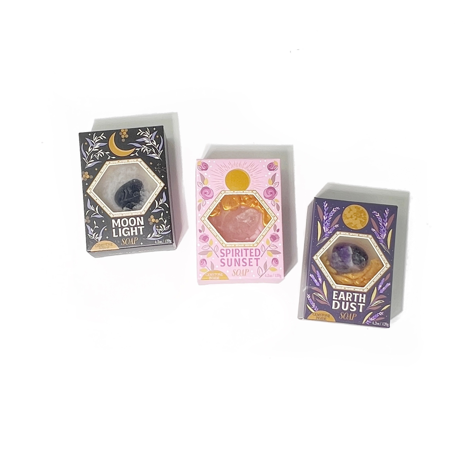 Moonlight Gemstone Bar Soap in Golden Honey with Obsidian