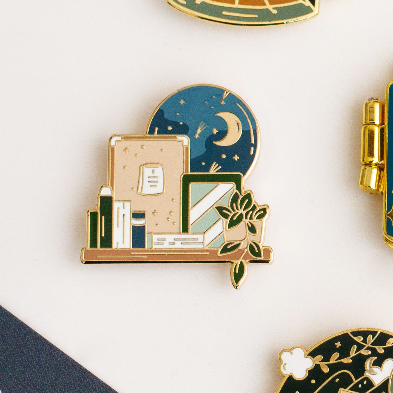 Goodnight Bookshelf Enamel Pin | Charming Accessory
