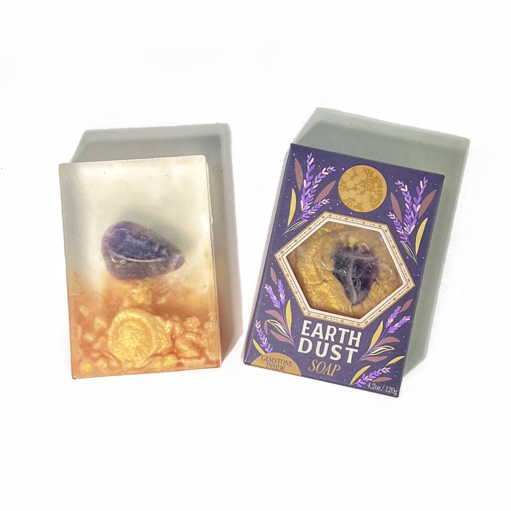 Earth Dust Gemstone Bar Soap in Lavender with Amethyst