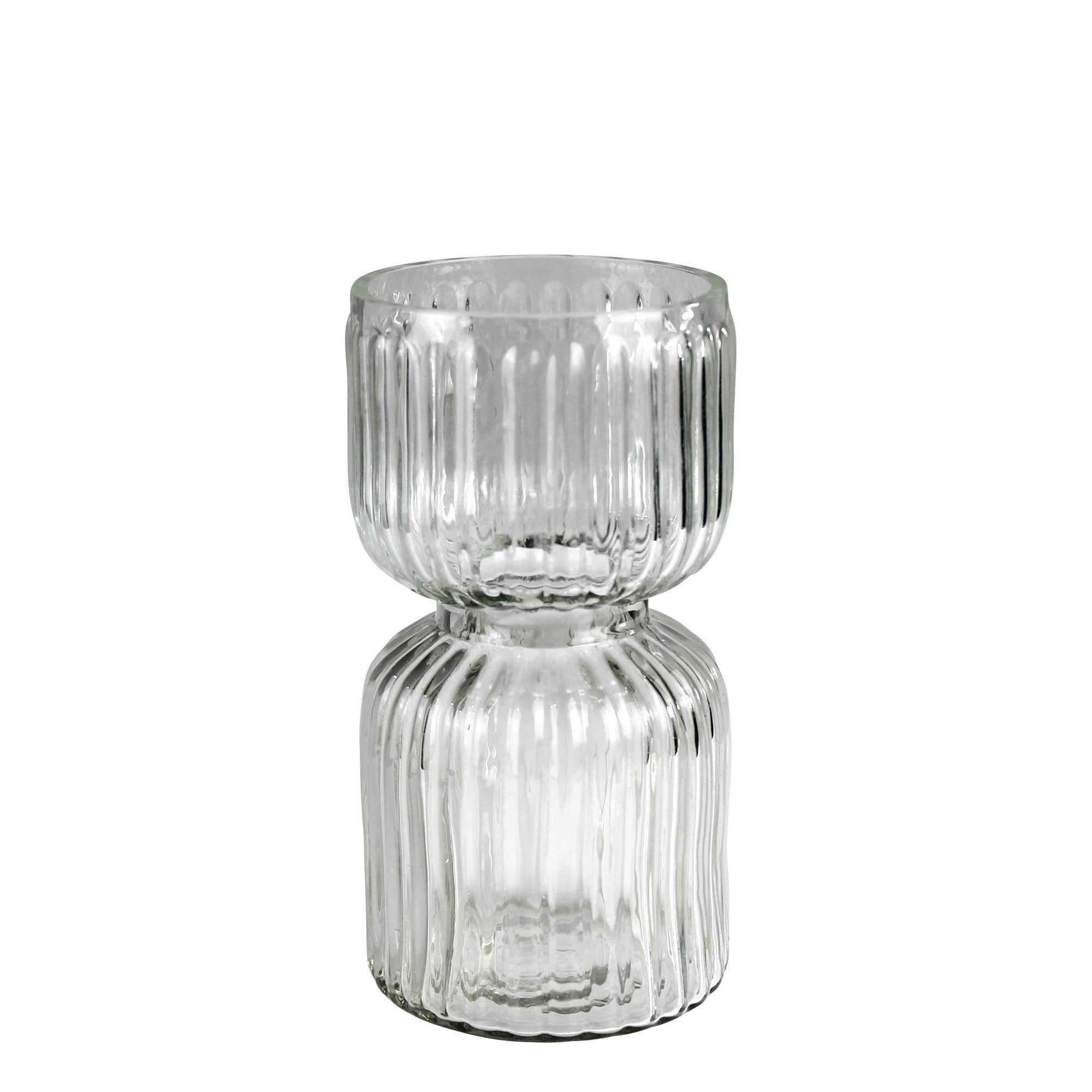 Ribbed Bulb Vase | Small Glass Vase for Elegant Display