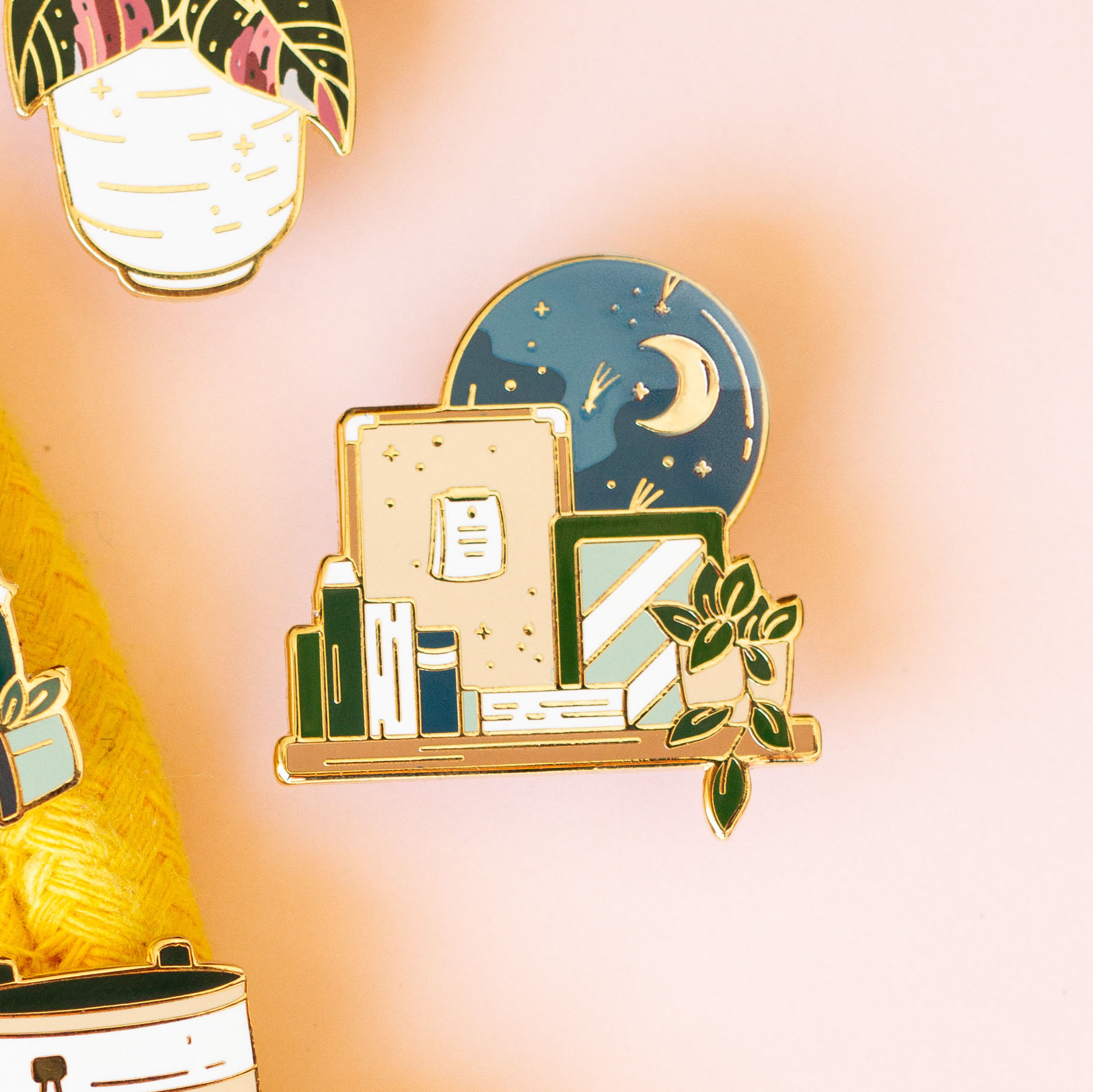 Goodnight Bookshelf Enamel Pin | Charming Accessory