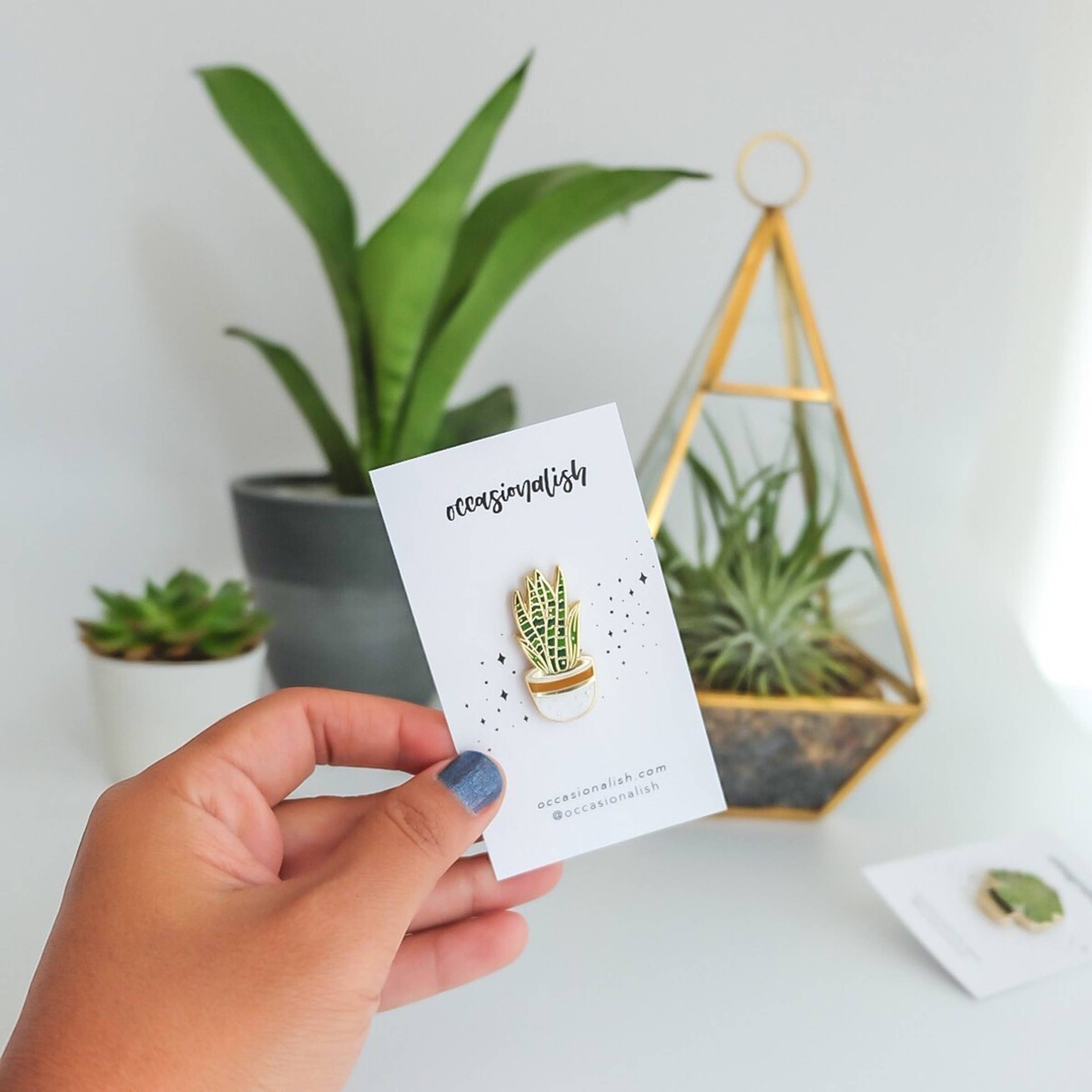 Snake Plant Enamel Pin | Stylish Greenery Accessory
