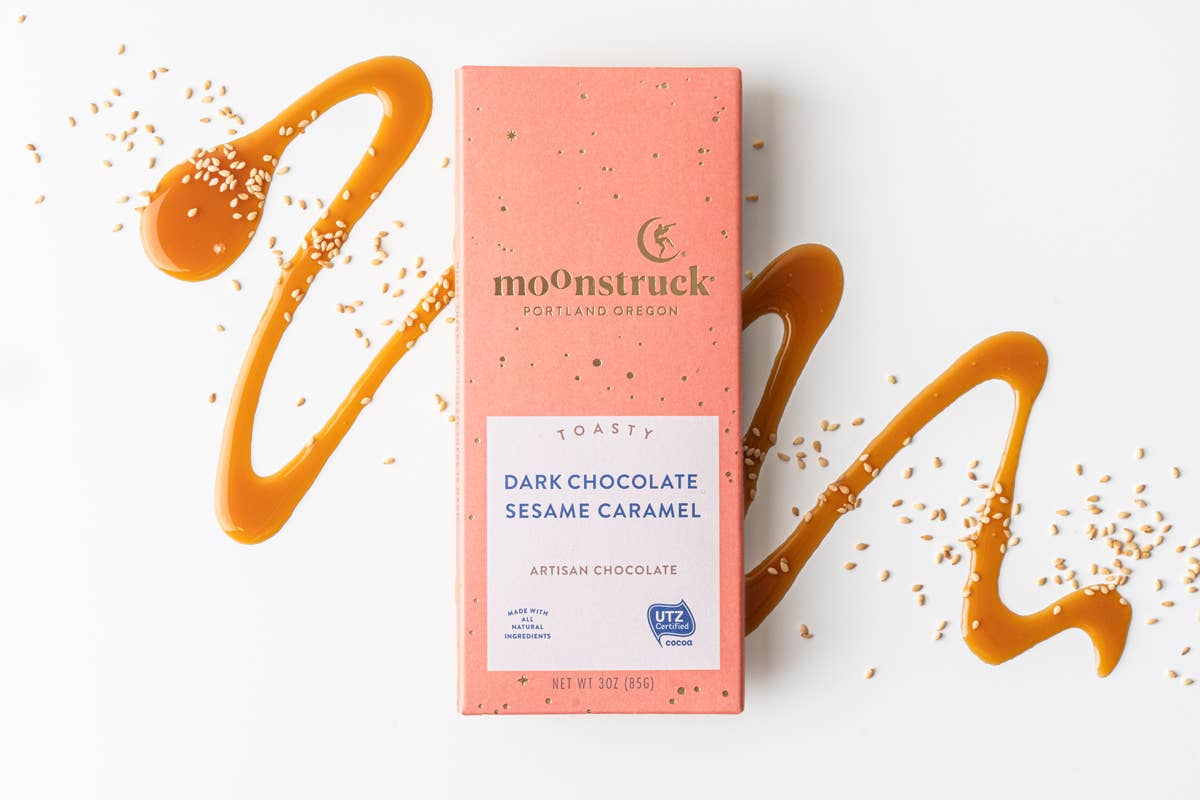 Toasty Sesame Caramel Chocolate Bar | Sweet & Nutty Crunch