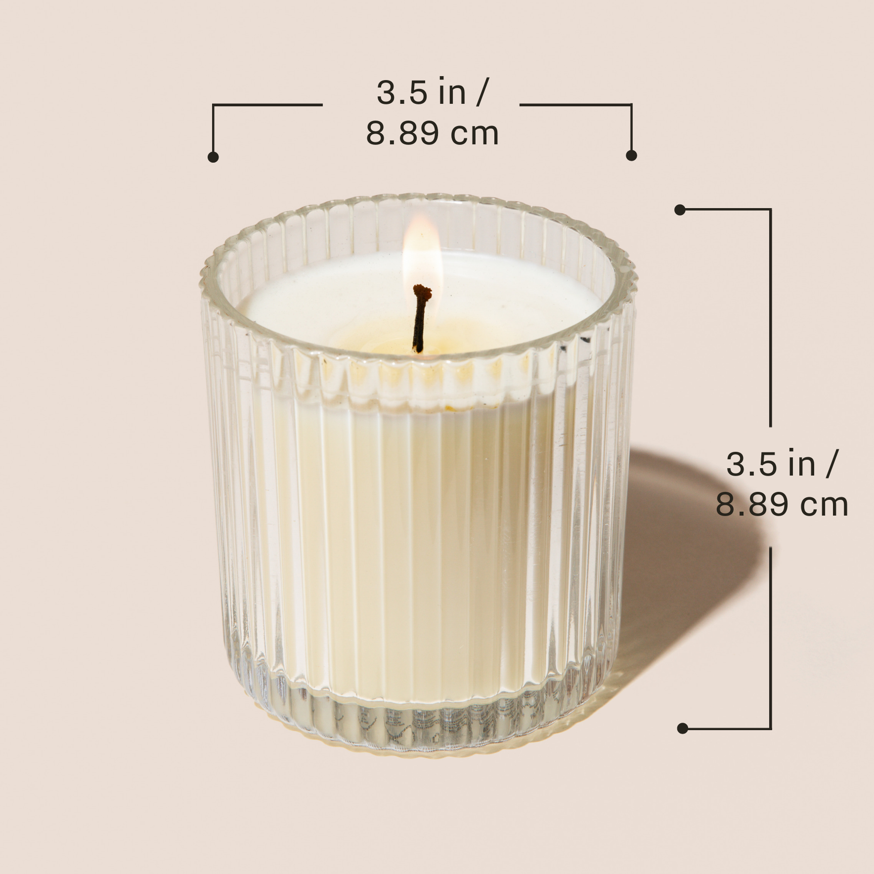 Cashmere and Vanilla 12 oz Soy Candle, Fluted Ribbed Jar