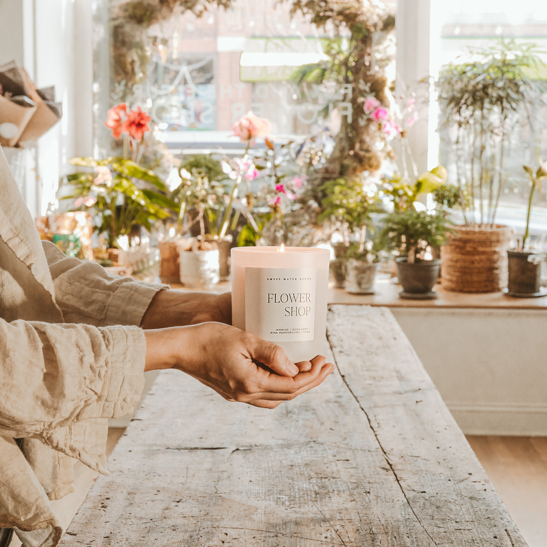 Flower Shop | 15 oz Soy Candle, Matte Lidded Jar