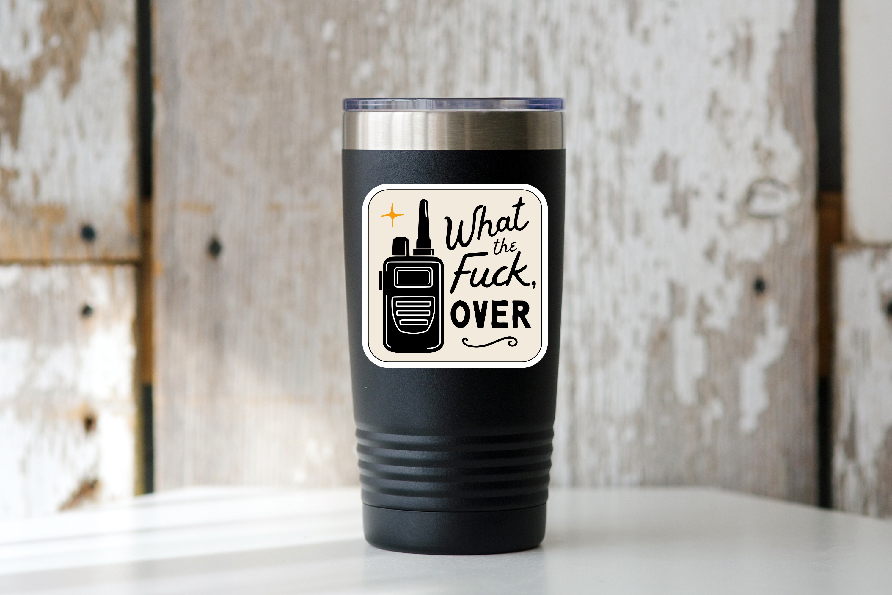What the Fuck, Over Sticker - swear, spicy, funny, gift