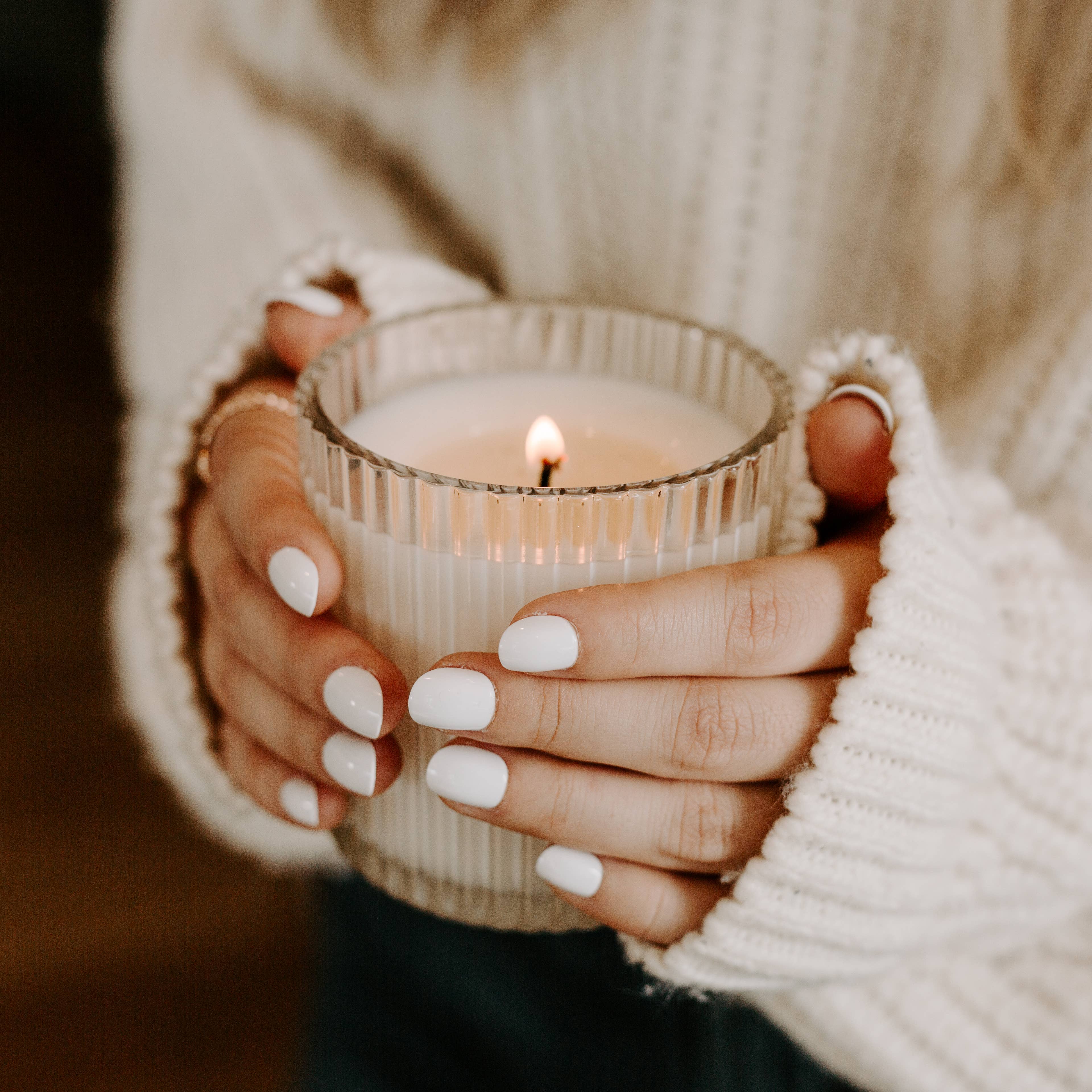 Cashmere and Vanilla Soy Candle | 12oz Fluted Ribbed Jar