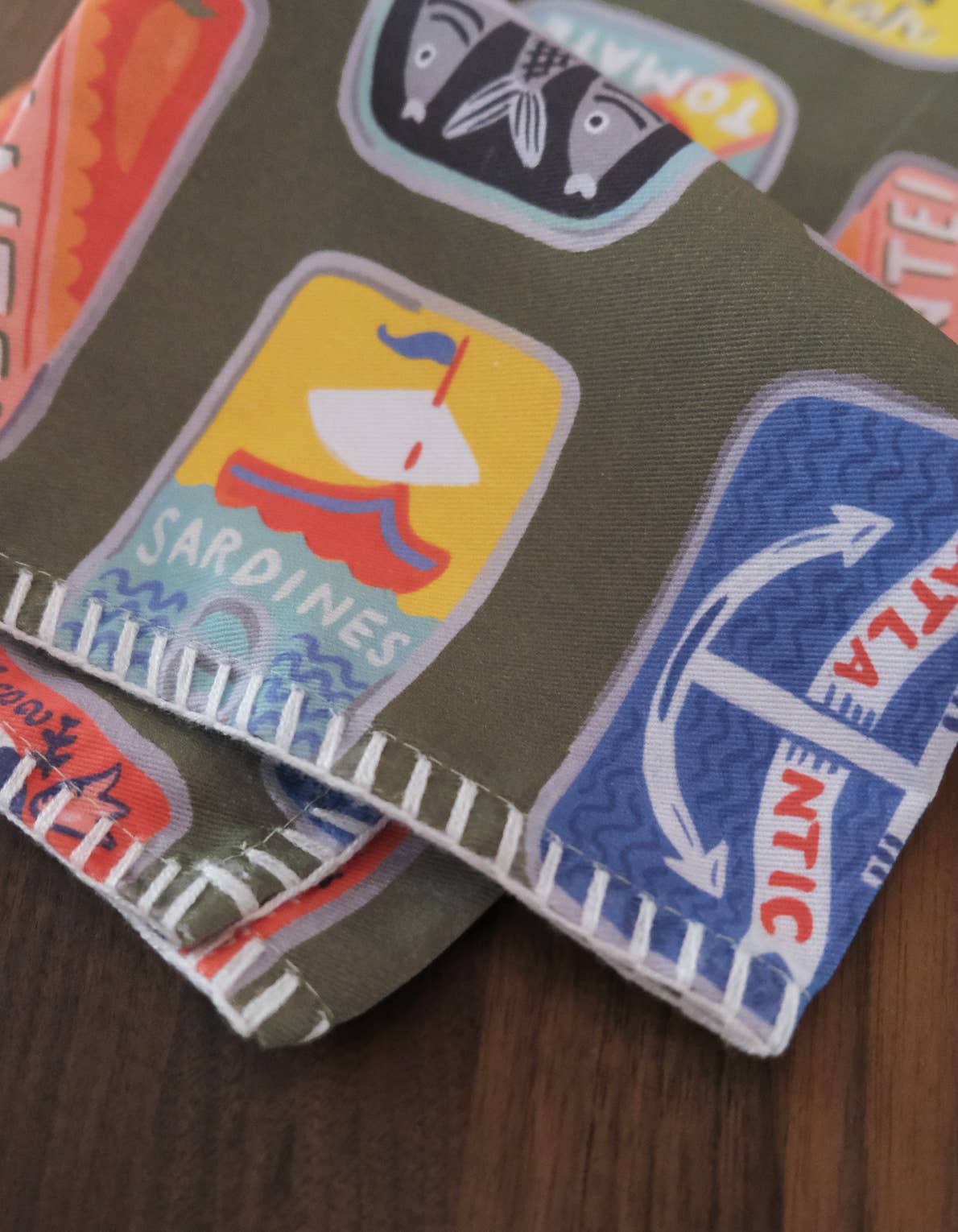 Cotton Tea Towel with Embroidered Detail | Tinned Fish