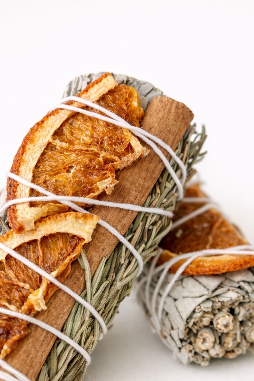 White Sage Smudge Sticks w/ Orange, Cinnamon & Rosemary