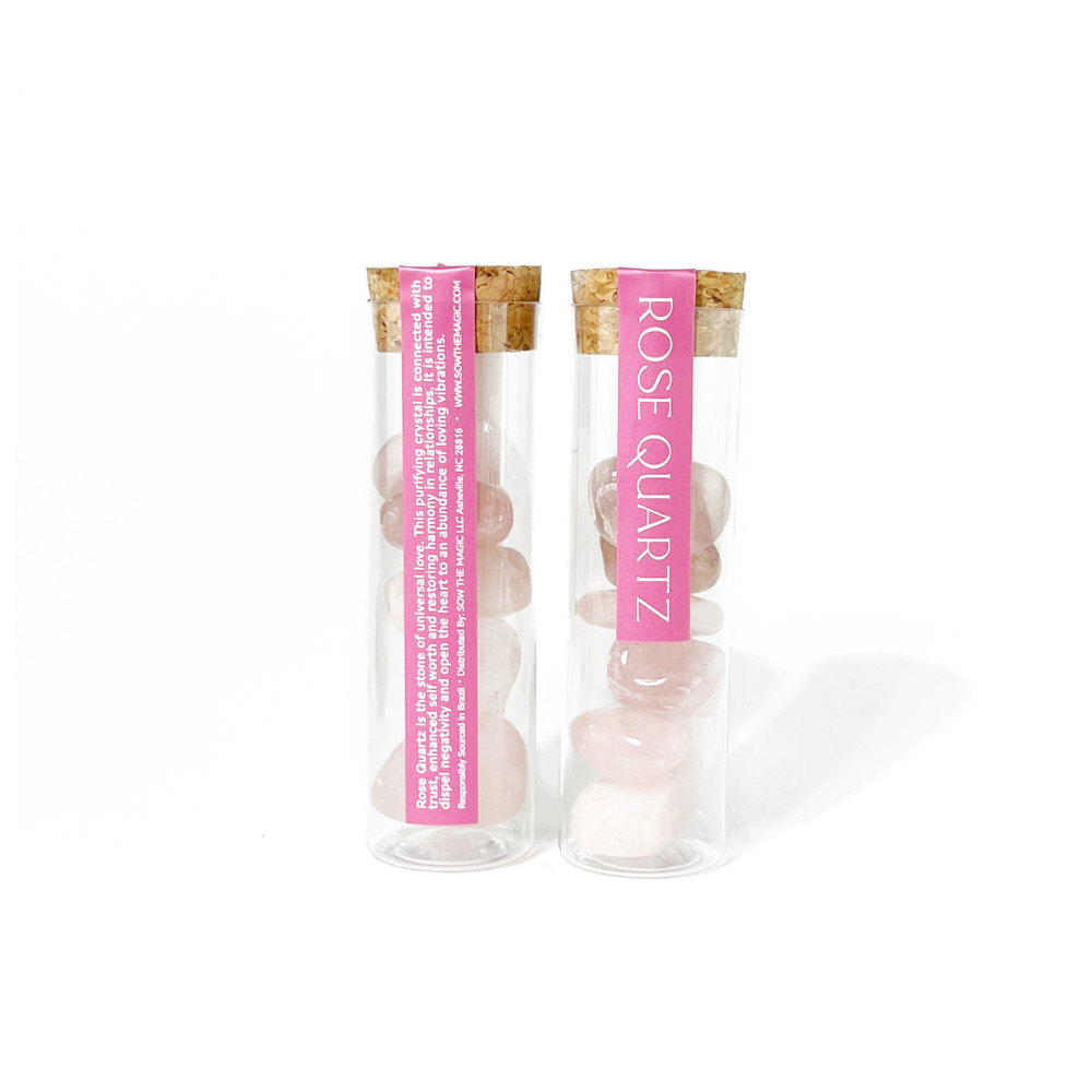 Natural Rose Quartz Tumbled Gemtone Intention Vial