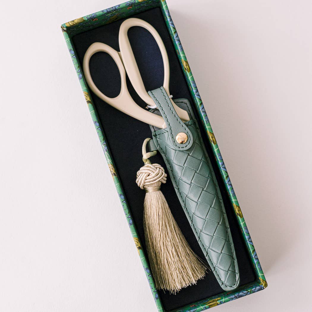 Ivory and Gold Heirloom Scissors with Case -  Dusk Blue