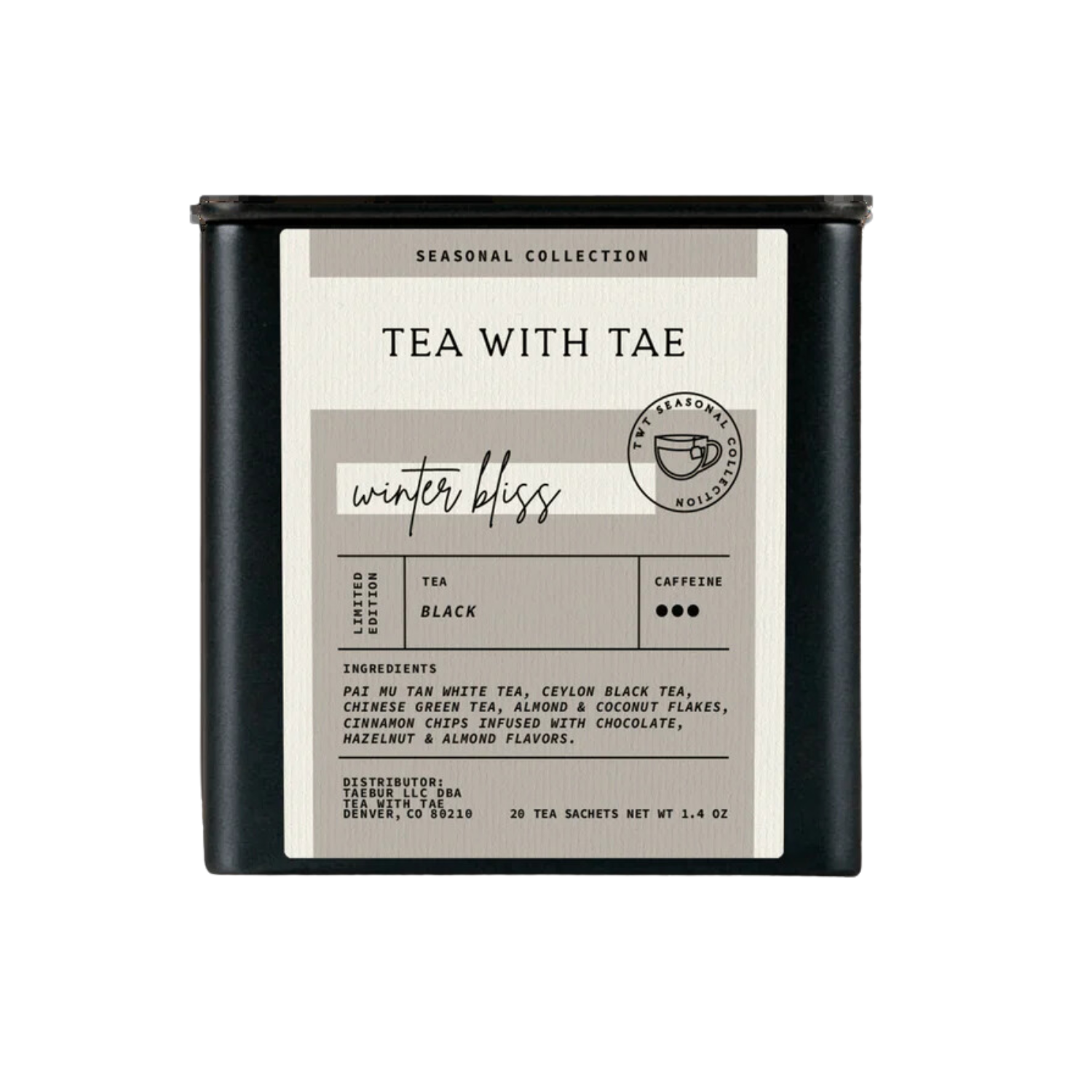 Winter Bliss Holiday Black Tea Gift Tin (20 tea bags)
