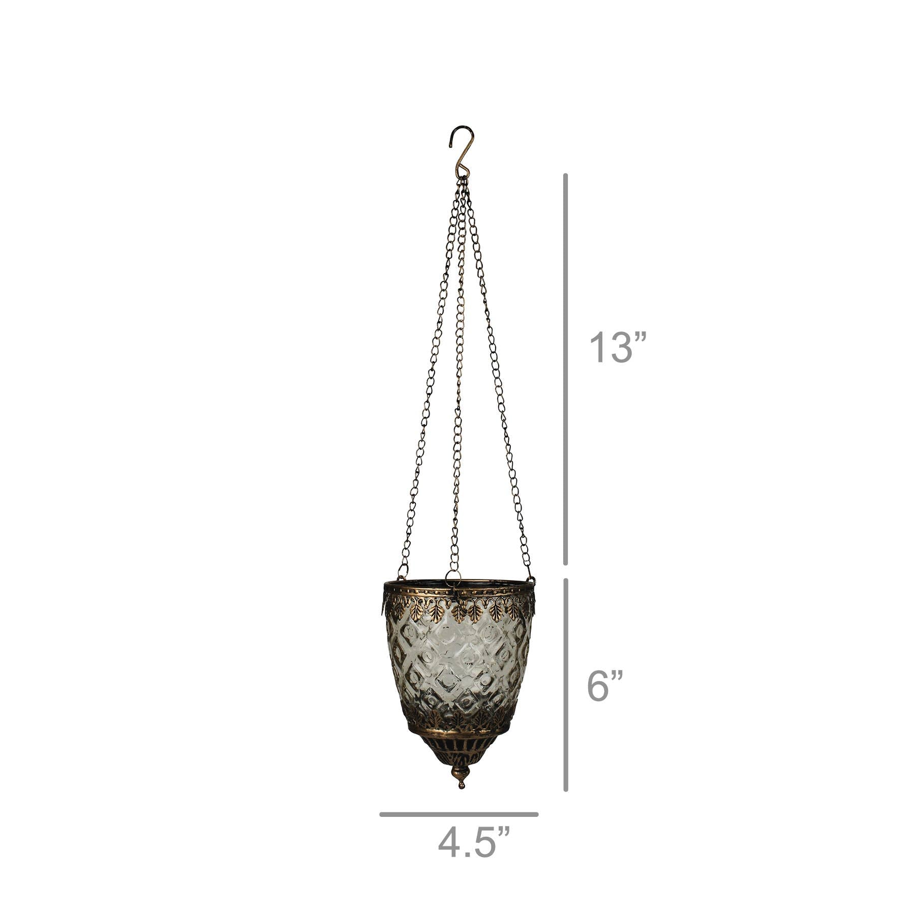 Fez Hanging Lantern Smoke Glass | Diamond Grid