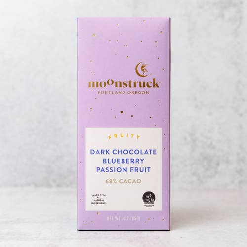 Fruity  
Dark Chocolate Blueberry Passion Fruit Bar