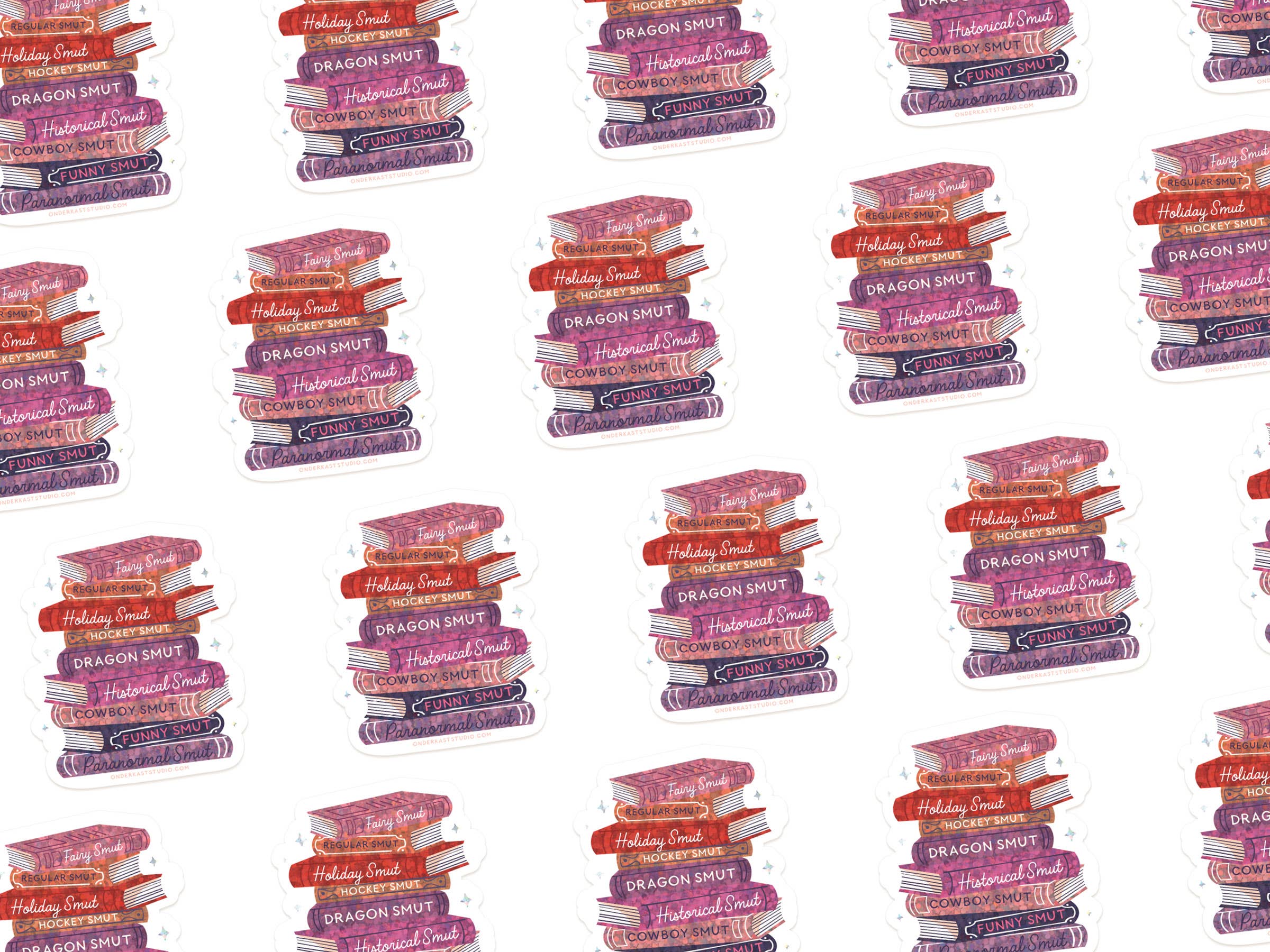Smut Book Stack Glitter Sticker