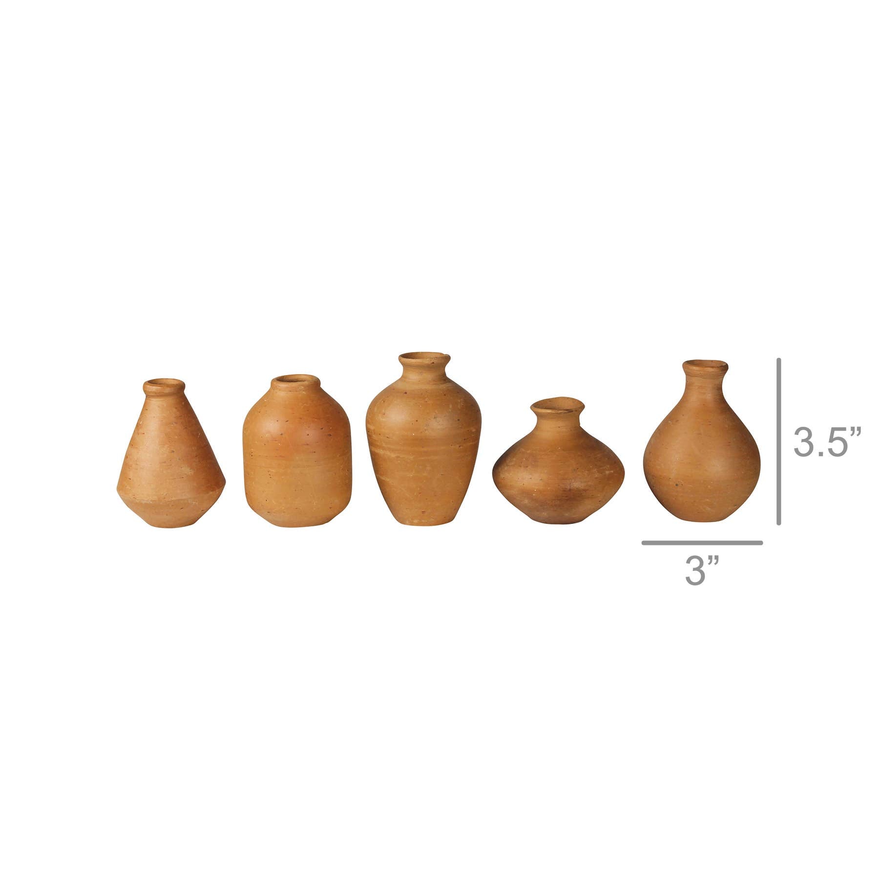 Tiny Terra Cotta Vase, Assorted Shapes