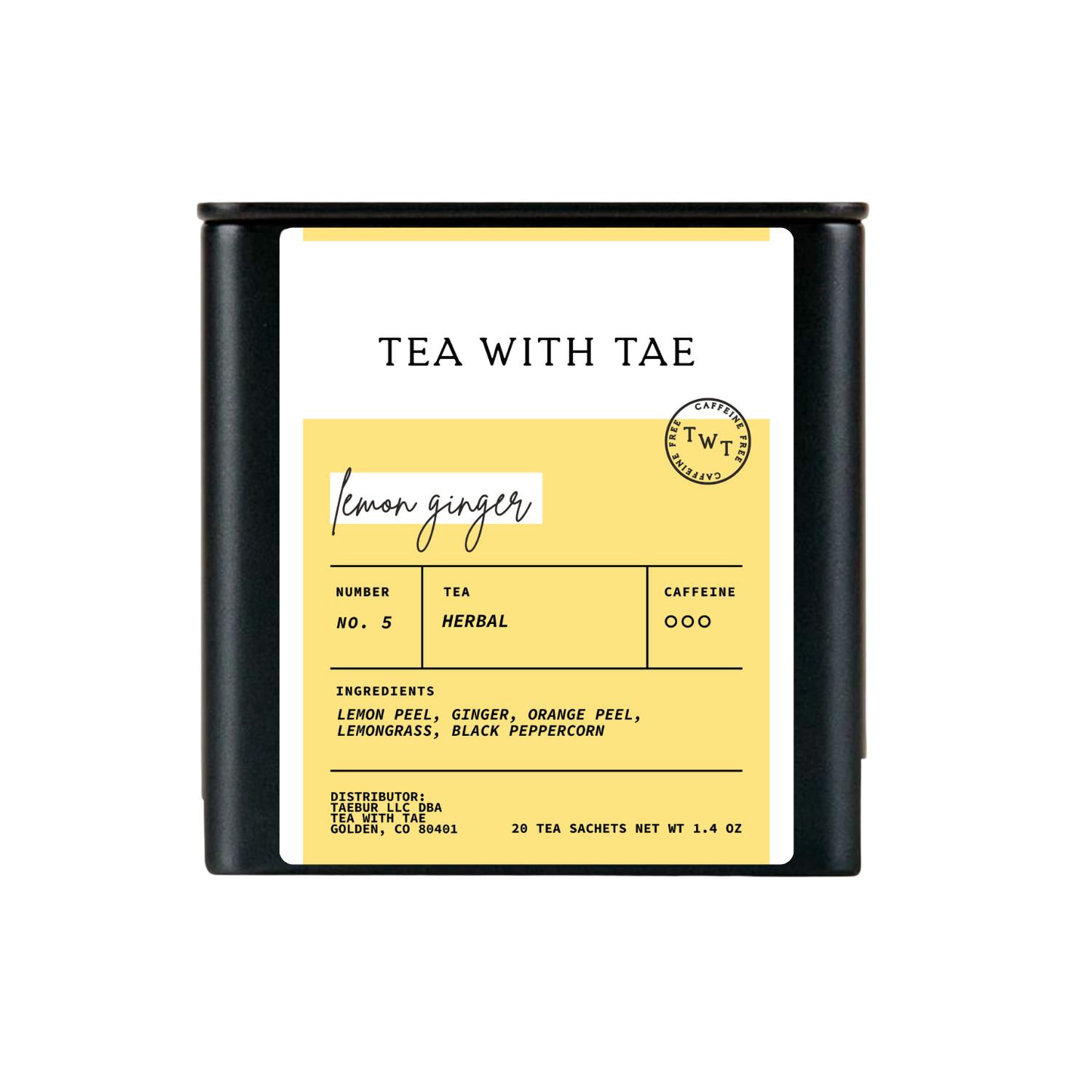 Lemon Ginger Herbal Tea Gift Tin (20 tea bags)