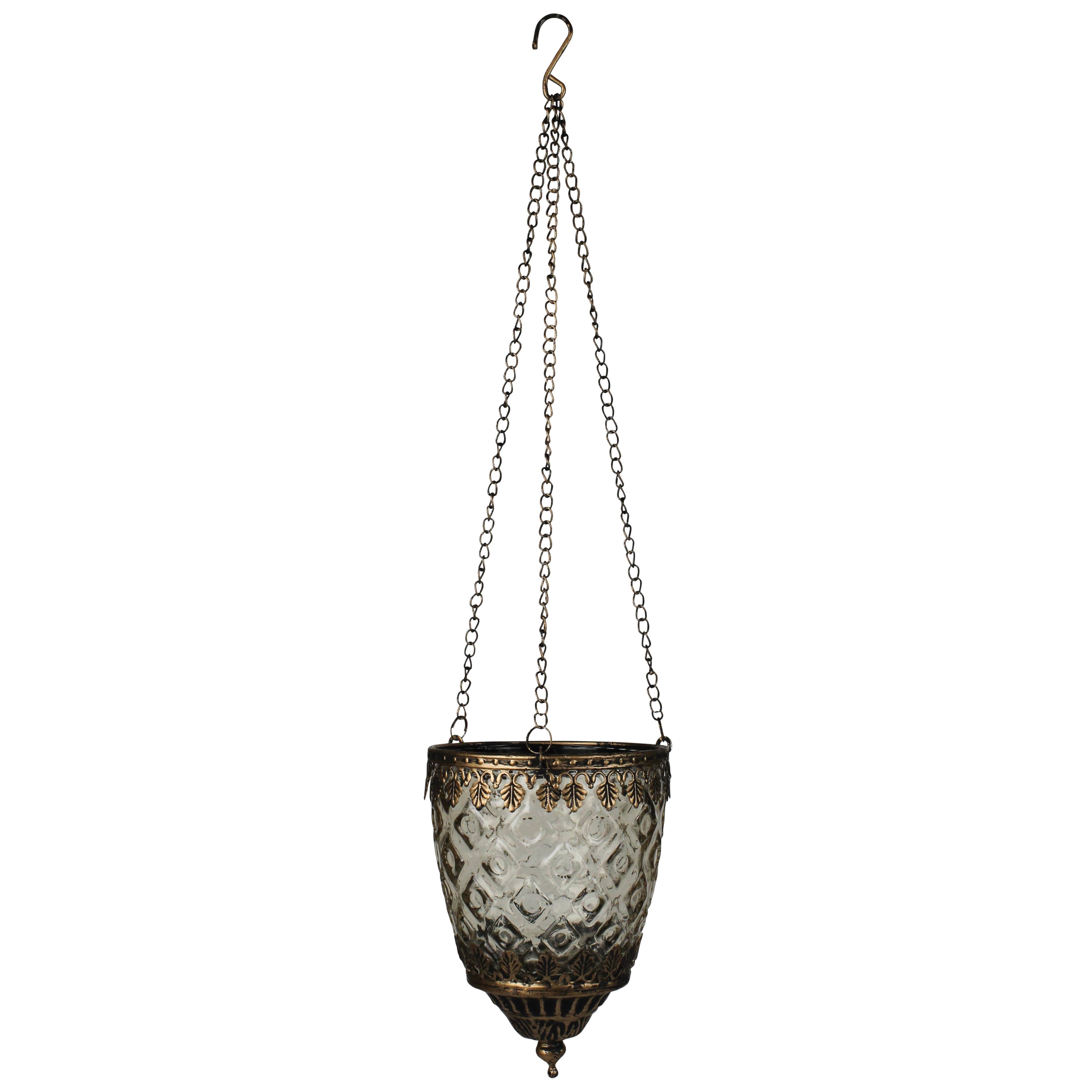 Fez Hanging Lantern Smoke Glass | Diamond Grid
