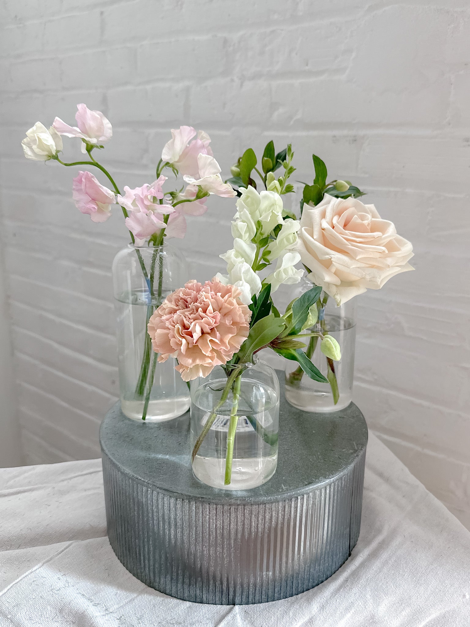 Blushing Bud Vase Trio, Blushing Color Palette, Event Floral Collection, Wedding Collection