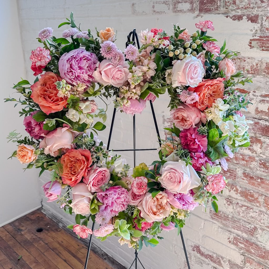 Open Hearth Wreath, Funeral Wreath, Memorial Service and Celebration of Life Flowers