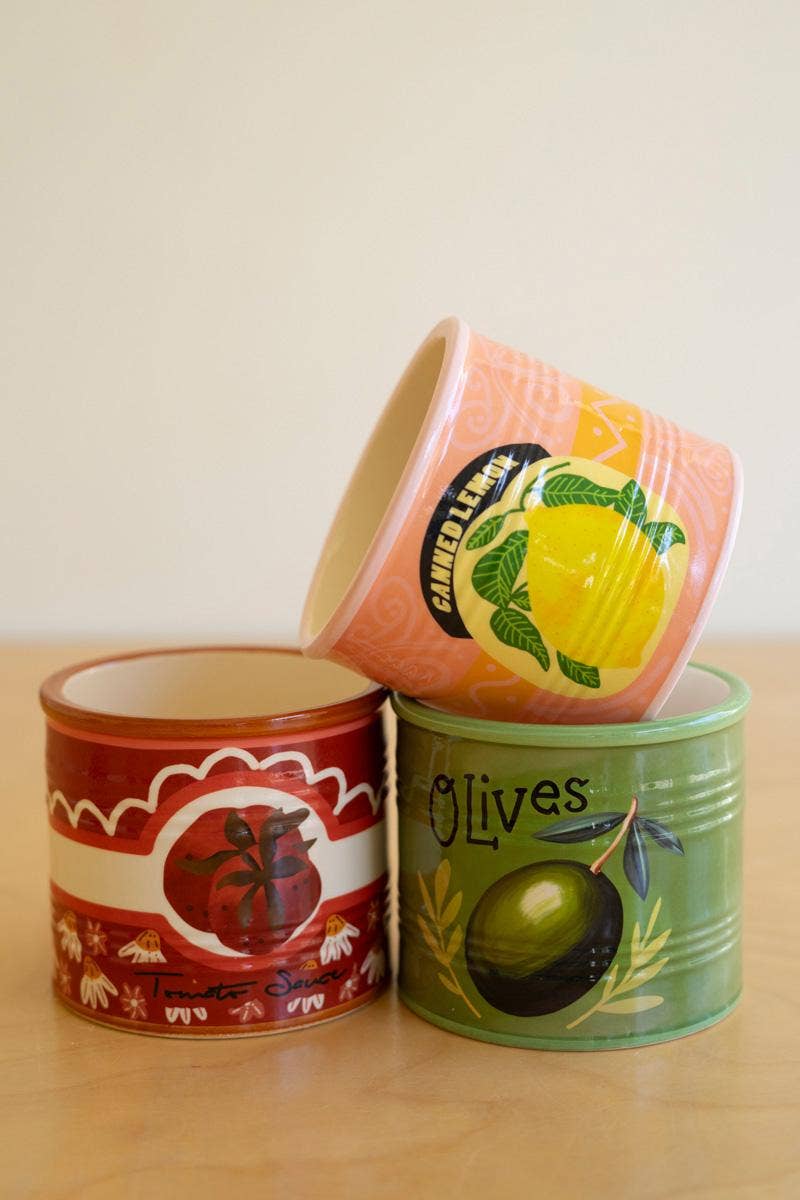 Ceramic Canned Goods Planter | Olive, Lemon or Tomato