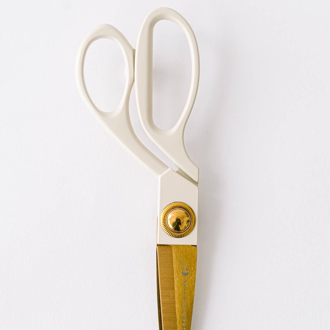 Ivory and Gold Heirloom Scissors with Case - Petunia Pink