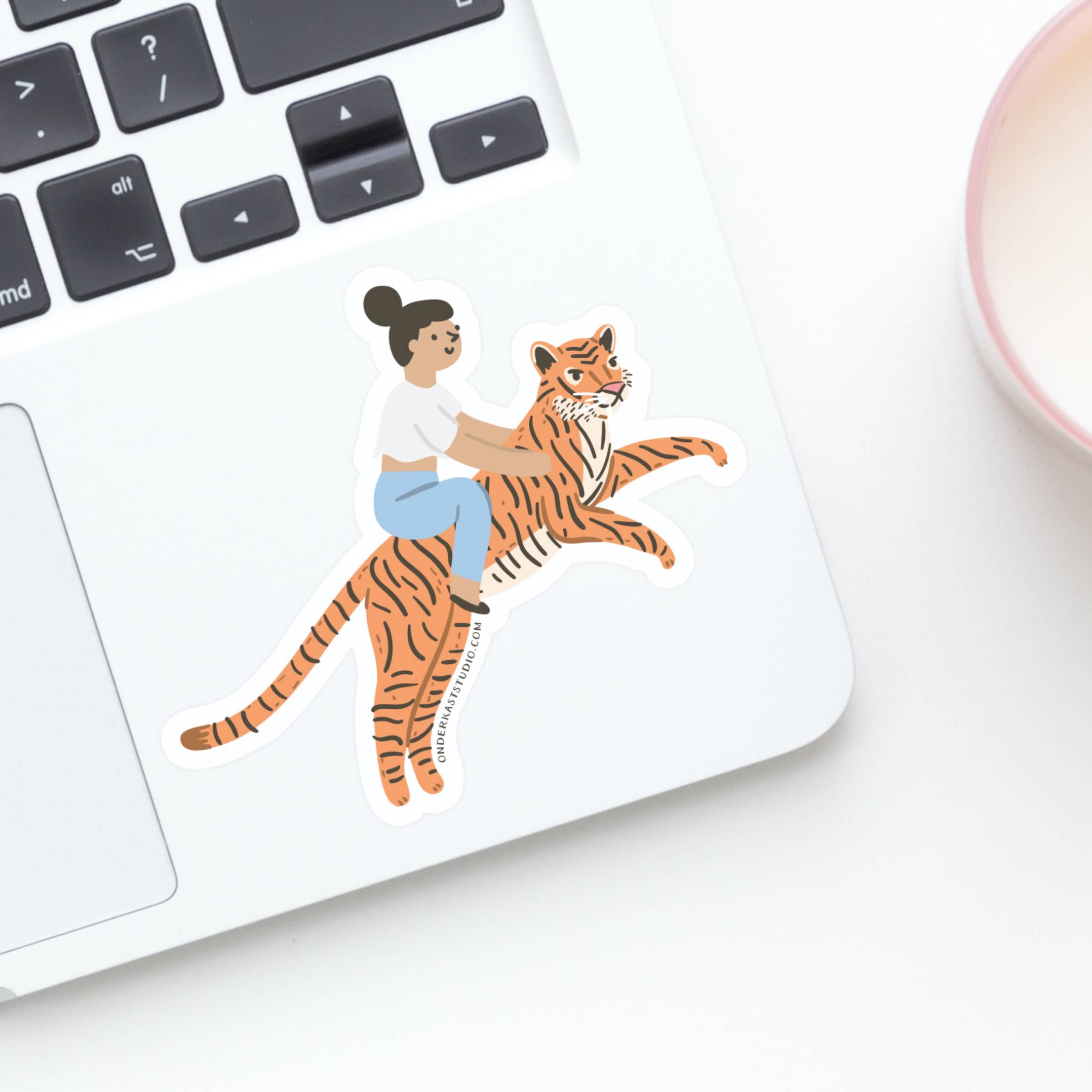 Girl Riding a Tiger Sticker