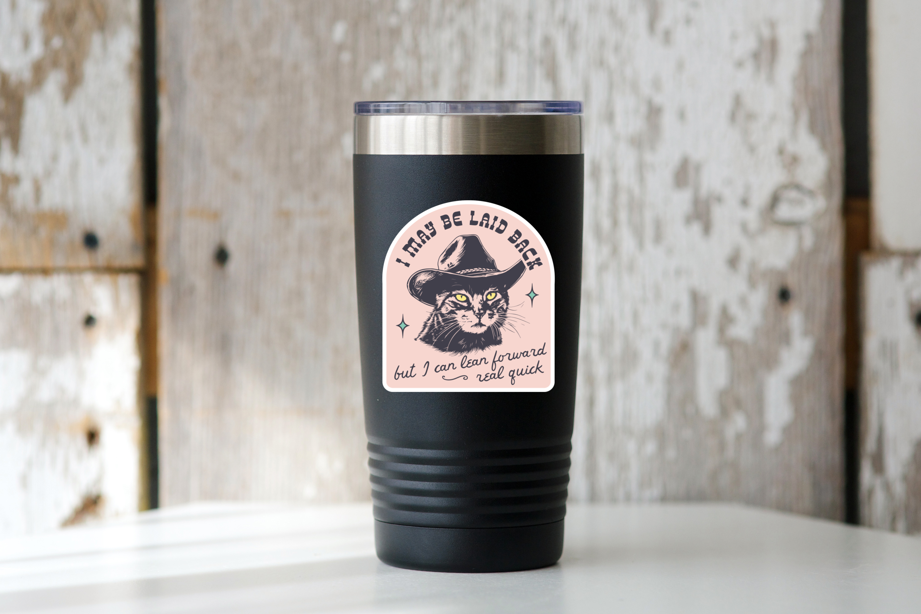 I May Be Laid Back Sticker - cat, pet store, cowboy, western