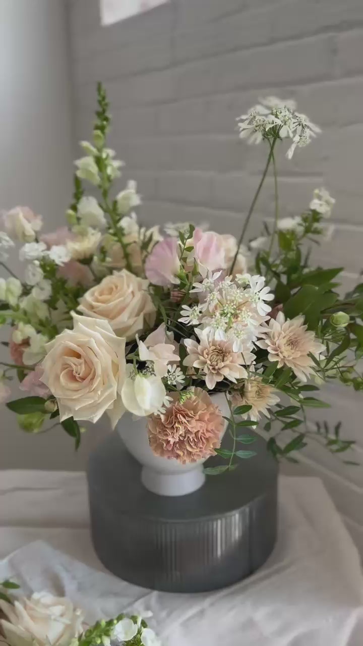 Blushing Small Centerpiece Arrangement Video